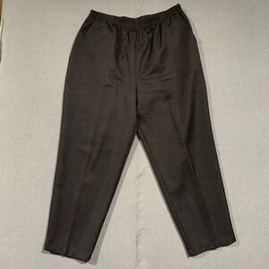 VTG Briggs New York Womens 16W Black Elastic Waist Pull On Pants Tapered Leg USA